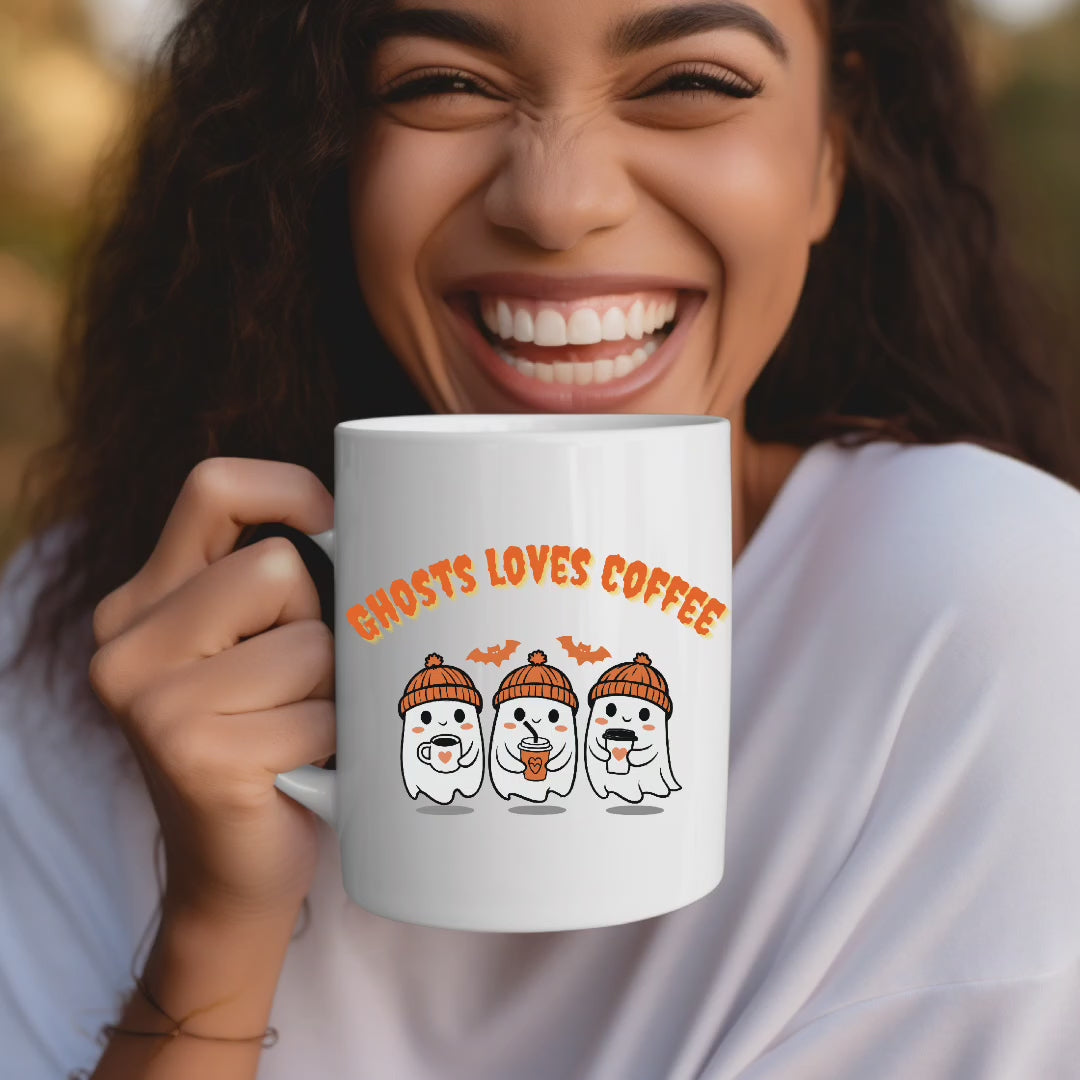 Originelle Geister Tasse, Gespenster Tasse, spukig-schöne Frühstückstasse, Spooky Season Tasse, originelles Geschenk für Freunde, Halloween