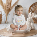 Baby Strampler mit niedlichen Häschen, Hoppy hoppy Easter to you Strampler, erstes Osterfest, süßes Geschenk Baby, Strampler mit Osterhasen
