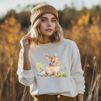 Oster Sweatshirt mit niedlichen Hasen Pullover, Häschen Pullover, Frühlingsoutfit zu Ostern, Oster Pullover mit Hase, frühlingshafte Optik