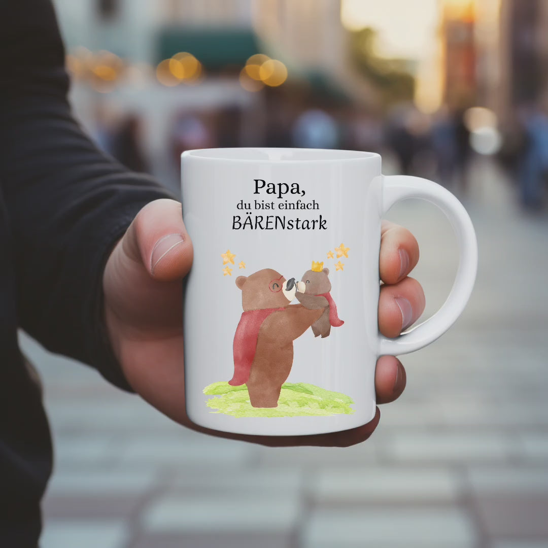 Hochwertige Papa du bist einfach BÄRENstark-Tasse, Keramiktasse für Papas, Geschenk für Papa, perfekte Tasse für Papas, Bären-Motiv Tasse