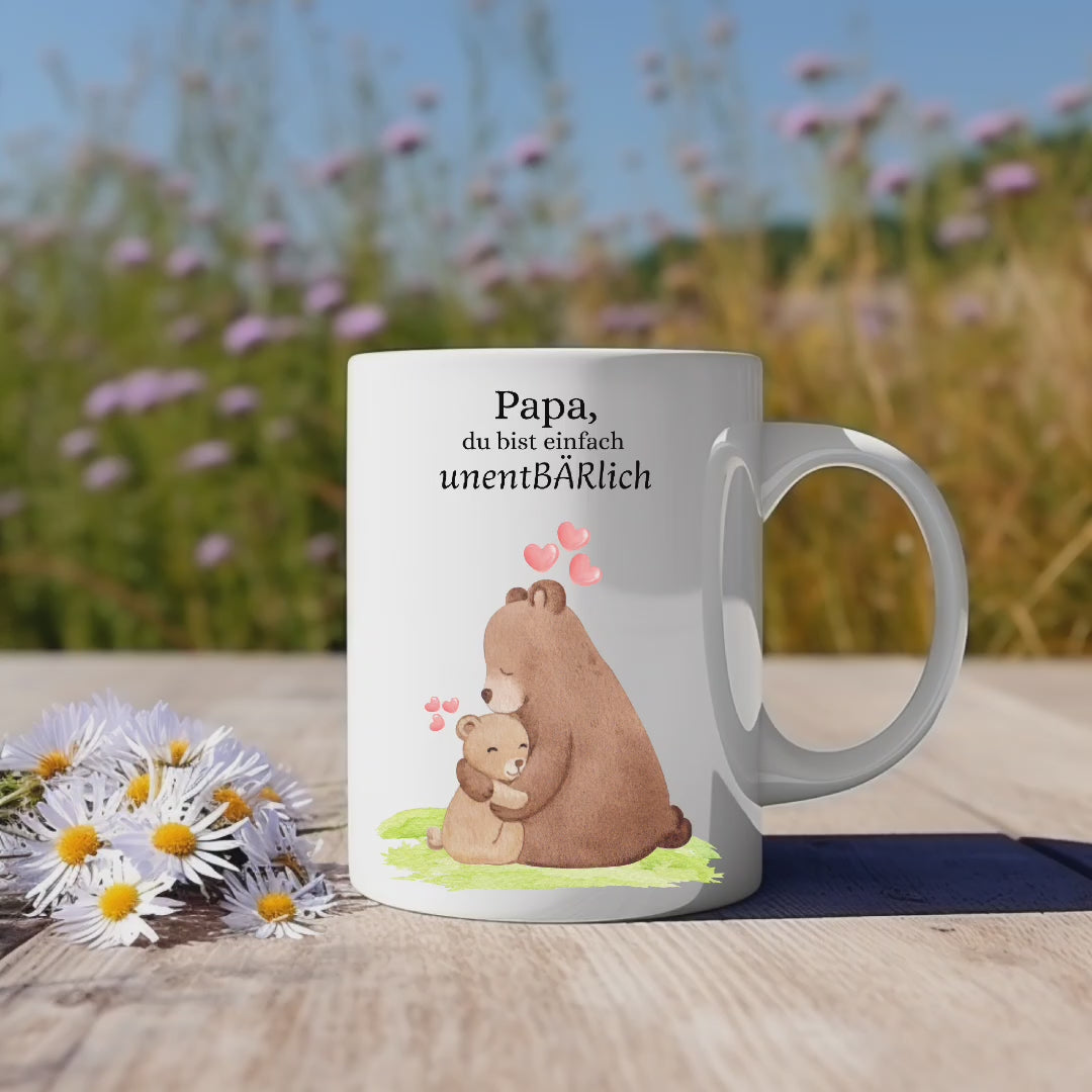 Schöne UnentBÄRlich-Tasse Papa, Keramiktasse für Papas, Papa Tasse, Papa du bist einfach unentBÄRlich Tasse, Geschenk zum Vatertag