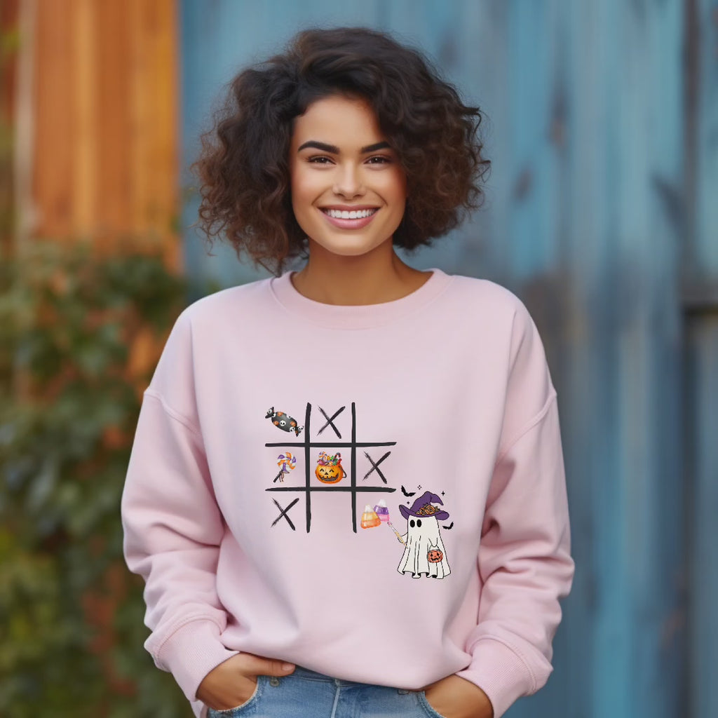 Originelles Halloween Geister Sweatshirt, Geister Sweatshirt, Tic Tac Toe Halloween Ghost Sweatshirt, Must-Have spooky season, Party-Look