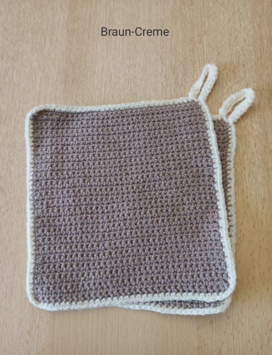 Handgehäkeltes Topflappen-Set (2-teilig) – 16 x 16 cm – mit praktischer Aufhängung – in verschiedenen Farben