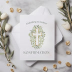 Hochwertiges Einladungskarten-Set zur Konfirmation, schlichte Konfirmationseinladungen, christliche Motiv, Einladungstext auf der Innenseite
