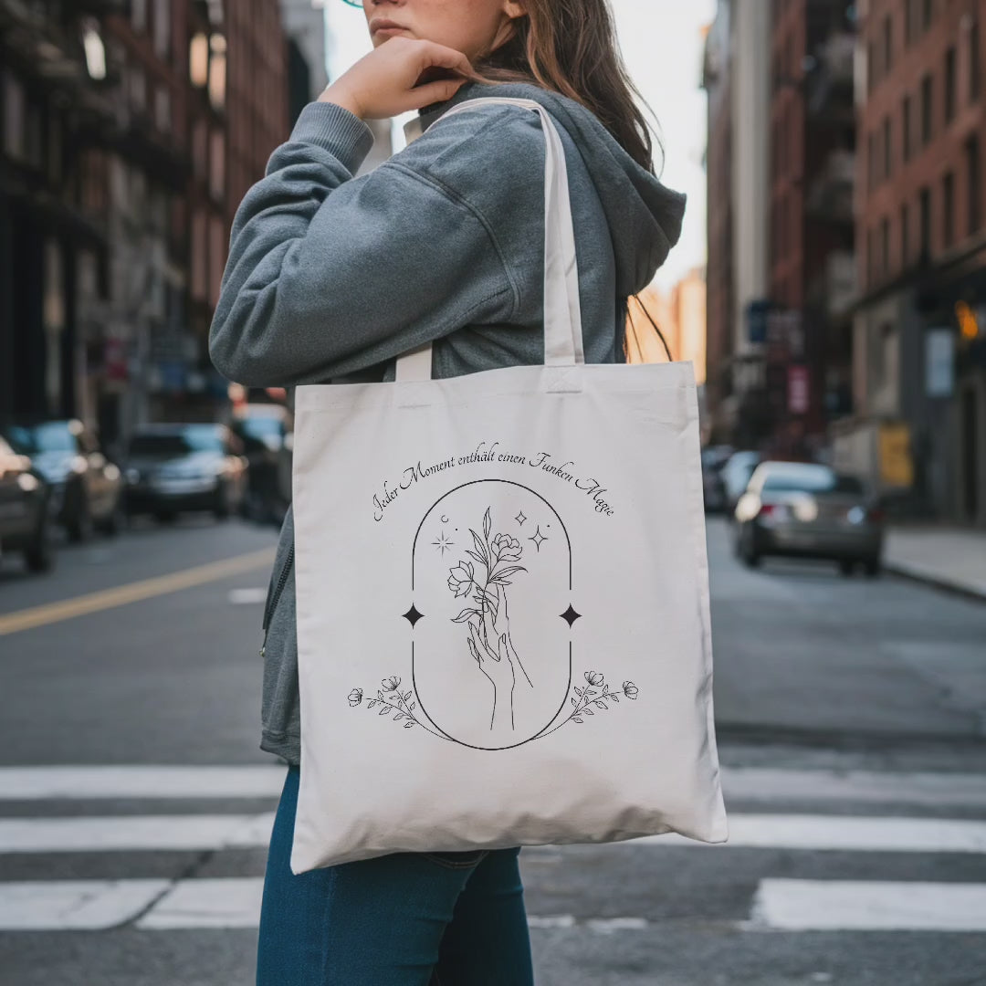 Stilvolle Tragetasche mit zartem Lineart-Design und bezaubernder Botschaft, Tragetasche mit eleganten Design im Lineart-Stil, nachhaltige Alternative Tasche
