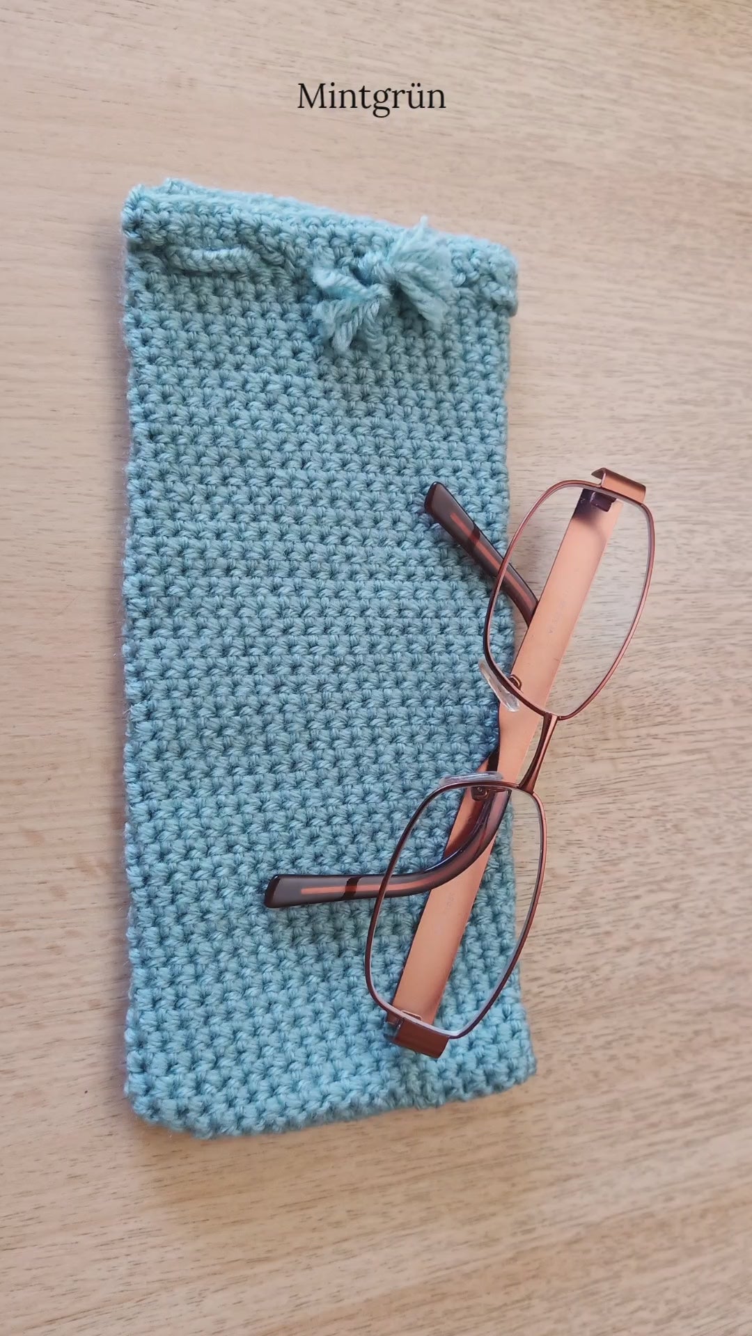 Handgehäkeltes Brillenetui mit handgeflochtenem Kordelzug – 9 x 20 cm – in verschiedenen Farbenenetui