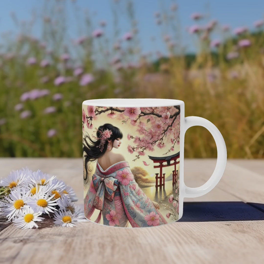 Wunderschöne Keramiktasse Kirschblütenzeit, Sakura-Blüte Tasse, Japan Tasse, Kirschblüten-Tasse, Tasse für Japan-Fans, japanische Eleganz