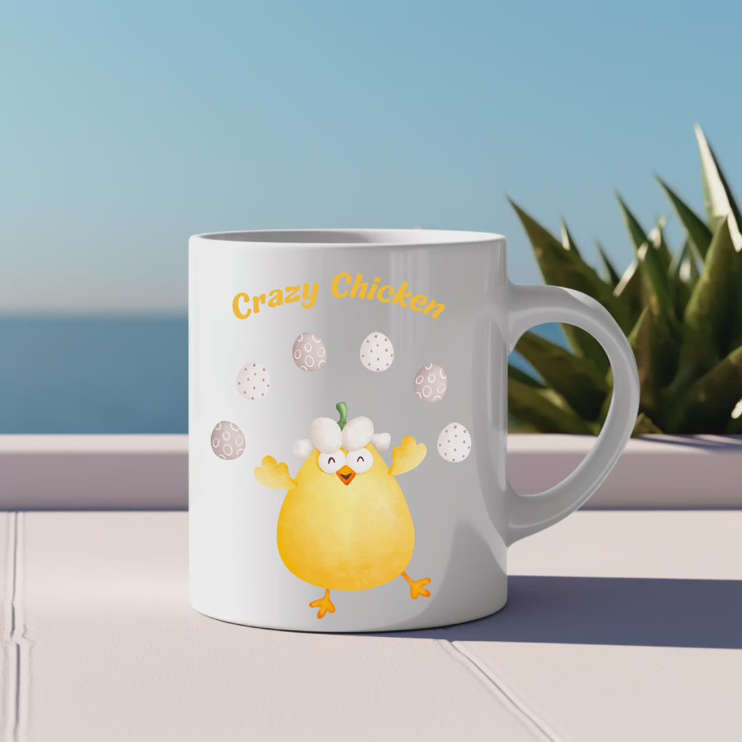 Lustige Hühner-Tasse, Crazy Chicken Tasse, Keramiktasse mit niedlichem Huhn, Tasse für echte Hühnerliebhaber, witzige Frühstückstasse