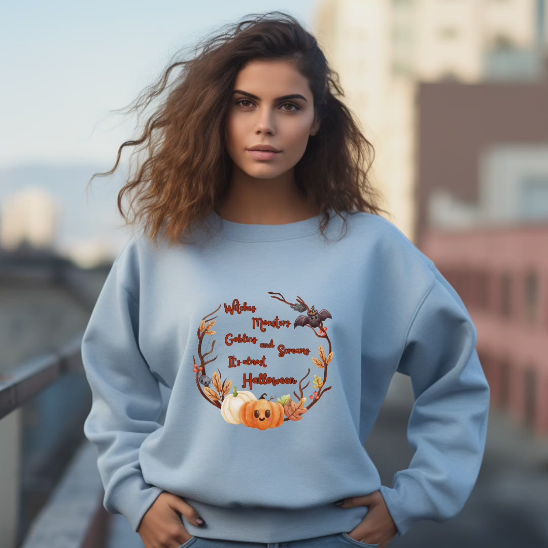 Klassisches Halloween Sweatshirt, Witches Monsters Goblins and Screams-Sweatshirt, süßes Halloween Sweatshirt, Halloween-Party Sweatshirt