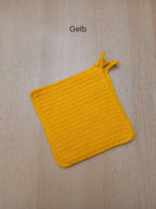 Handgehäkeltes Topflappen-Set (2-teilig) – 16 x 16 cm – mit praktischer Aufhängung – in verschiedenen Farben
