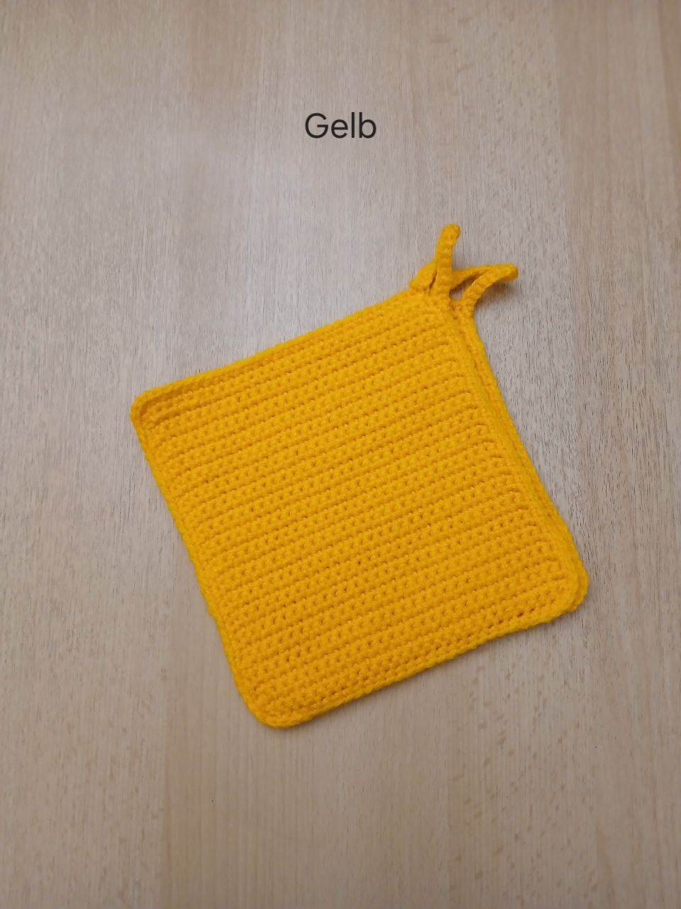 Handgehäkeltes Topflappen-Set (2-teilig) – 16 x 16 cm – mit praktischer Aufhängung – in verschiedenen Farben