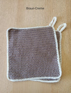 Handgehäkeltes Topflappen-Set (2-teilig) – 16 x 16 cm – mit praktischer Aufhängung – in verschiedenen Farben