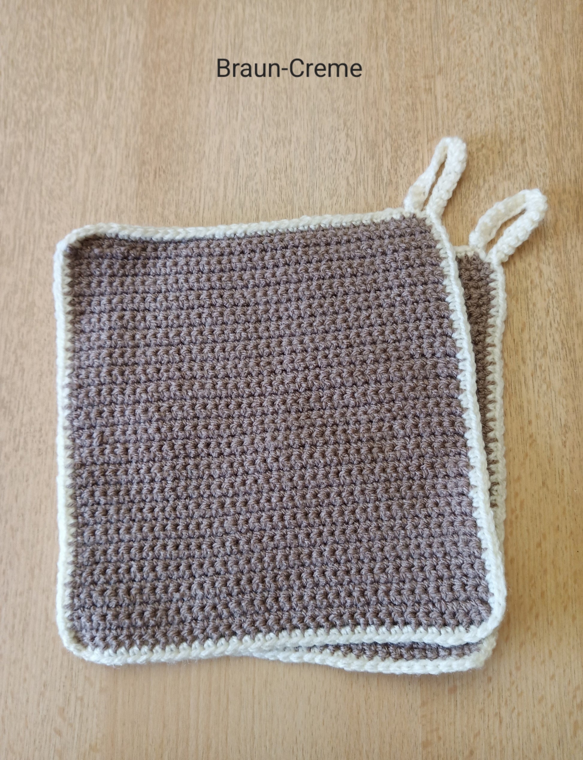 Handgehäkeltes Topflappen-Set (2-teilig) – 16 x 16 cm – mit praktischer Aufhängung – in verschiedenen Farben