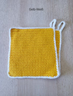 Handgehäkeltes Topflappen-Set (2-teilig) – 16 x 16 cm – mit praktischer Aufhängung – in verschiedenen Farben