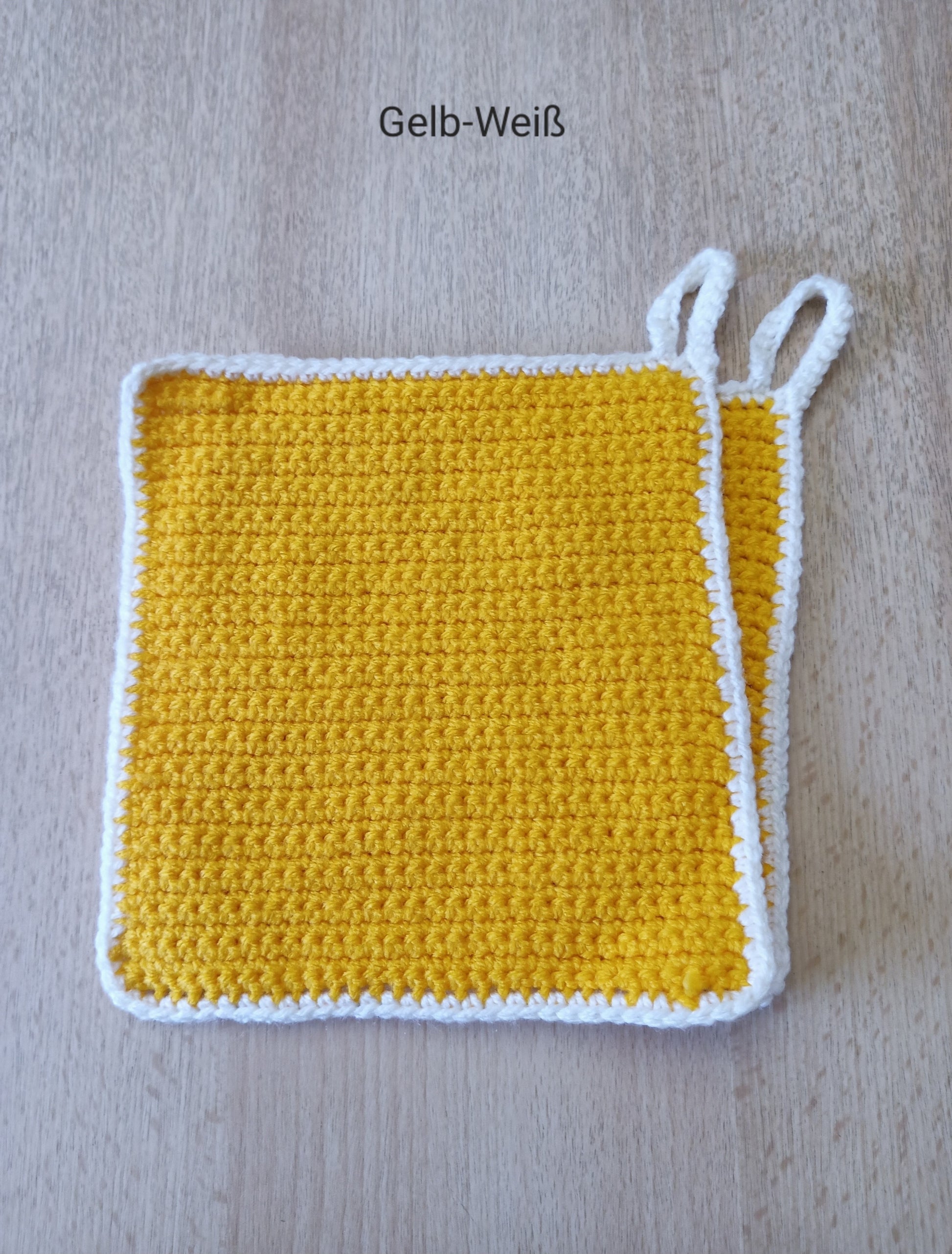Handgehäkeltes Topflappen-Set (2-teilig) – 16 x 16 cm – mit praktischer Aufhängung – in verschiedenen Farben
