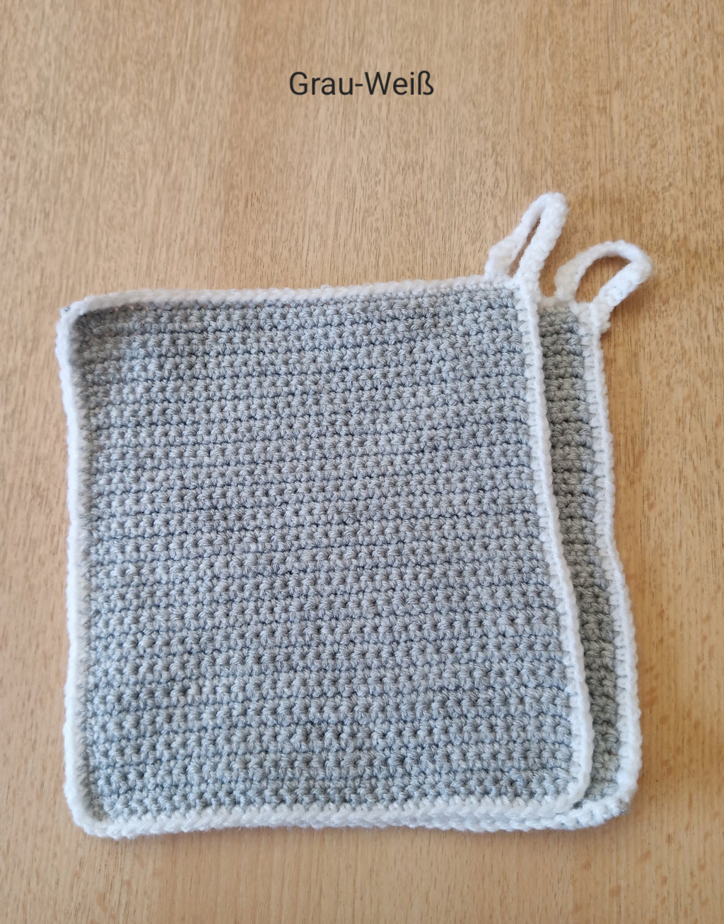 Handgehäkeltes Topflappen-Set (2-teilig) – 16 x 16 cm – mit praktischer Aufhängung – in verschiedenen Farben