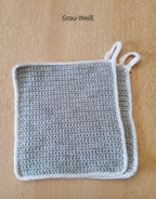 Handgehäkeltes Topflappen-Set (2-teilig) – 16 x 16 cm – mit praktischer Aufhängung – in verschiedenen Farben
