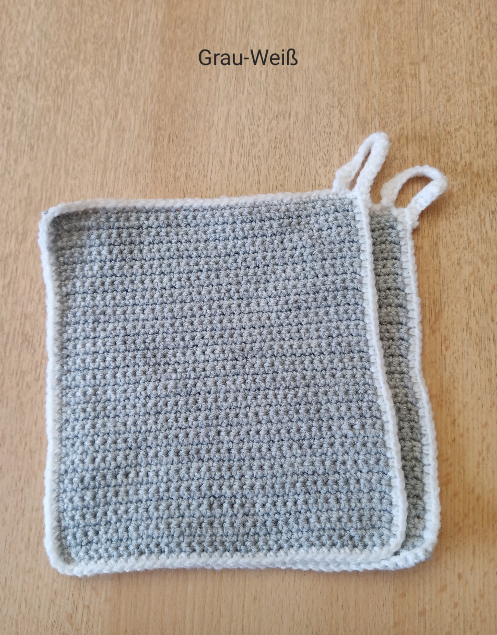 Handgehäkeltes Topflappen-Set (2-teilig) – 16 x 16 cm – mit praktischer Aufhängung – in verschiedenen Farben