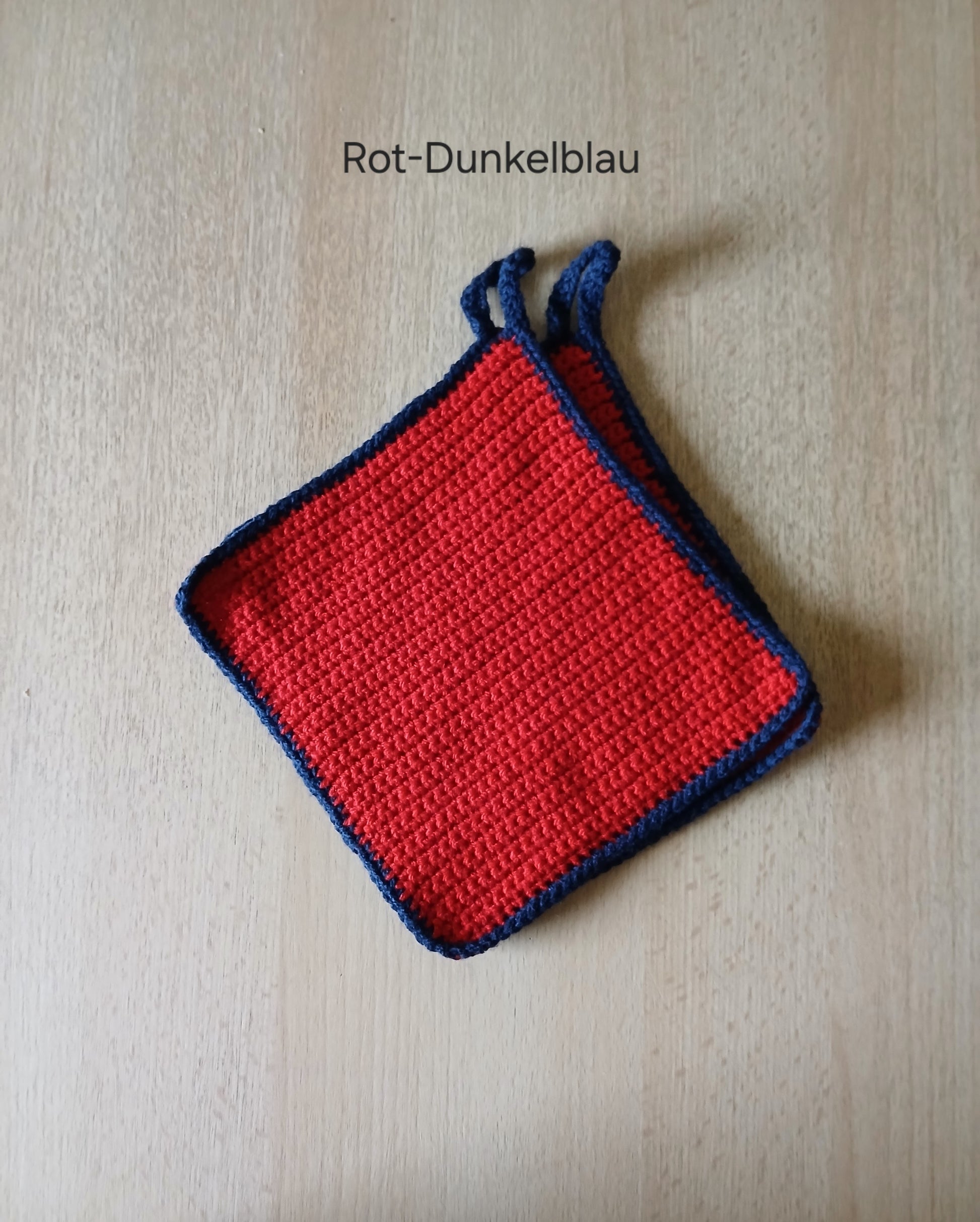 Handgehäkeltes Topflappen-Set (2-teilig) – 16 x 16 cm – mit praktischer Aufhängung – in verschiedenen Farben
