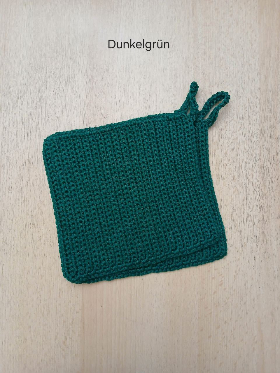 Handgehäkeltes Topflappen-Set (2-teilig) – 16 x 16 cm – mit praktischer Aufhängung – in verschiedenen Farben