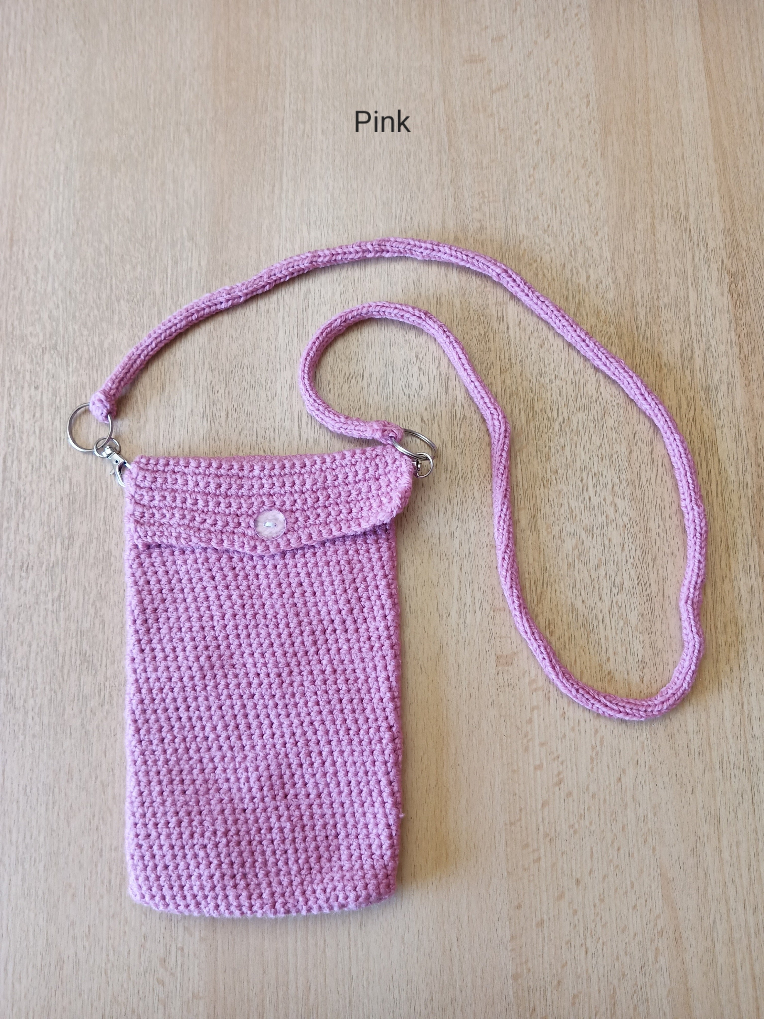 Handgehäkelte Handytasche mit abnehmbarem Gurt – 12 x 20 cm – Gurtlänge ca. 90 cm – in verschiedenen Farben