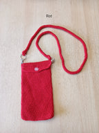 Handgehäkelte Handytasche mit abnehmbarem Gurt – 12 x 20 cm – Gurtlänge ca. 90 cm – in verschiedenen Farben