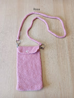 Handgehäkelte Handytasche mit abnehmbarem Gurt – 12 x 20 cm – Gurtlänge ca. 90 cm – in verschiedenen Farben
